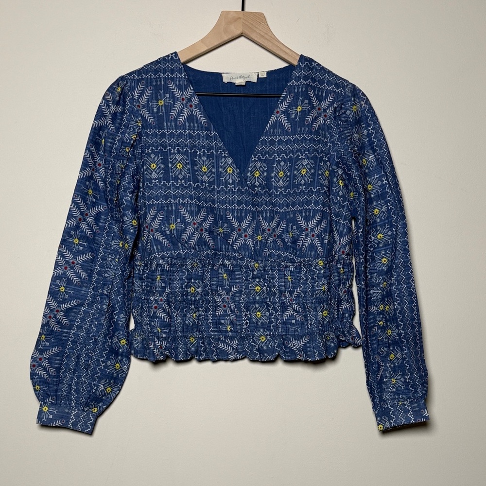 Anthropologie Forever That Girl Smocked Waist Blouse Size Extra Small